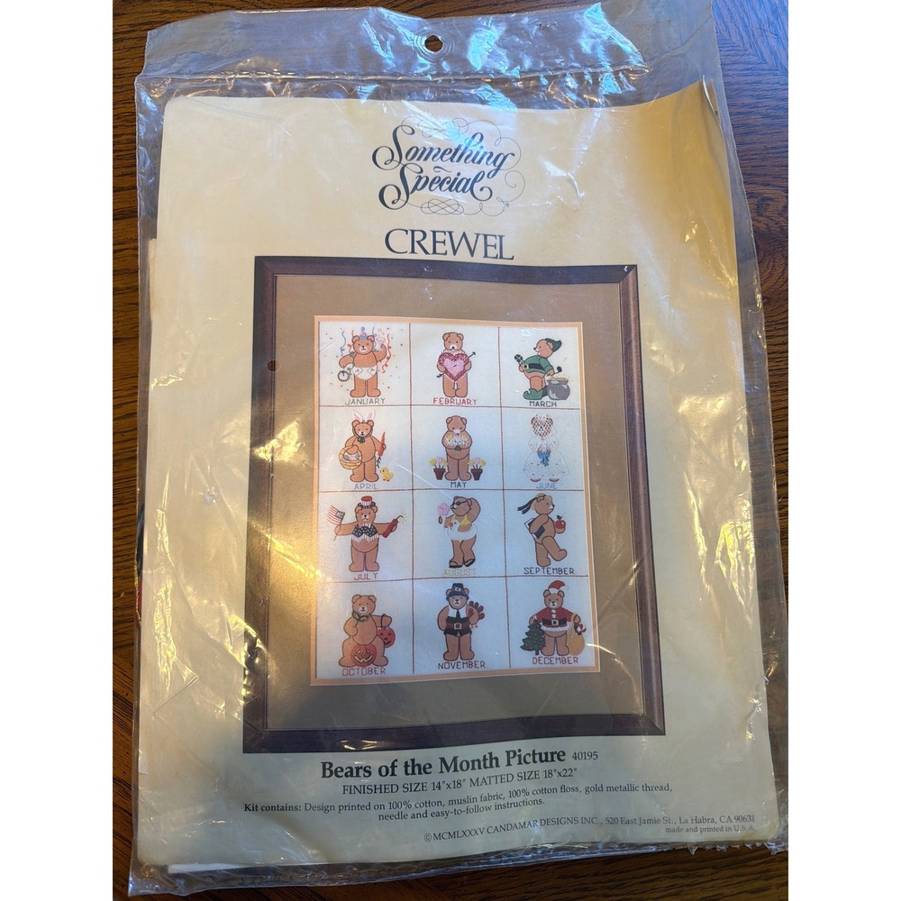 NEW Something Special Crewel Kit Bears of the Month Picture 40195 Cross Stitch